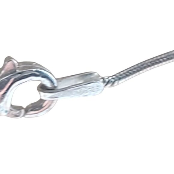 Sterling Silver Inlaid Blue Opal Pendant Necklace 16" Chain Signed ind0925 - Picture 10 of 16